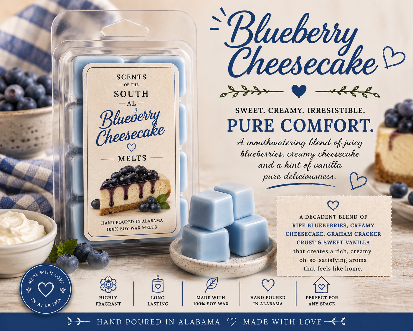 Blueberry Cheesecake Wax Melts-“Brice”