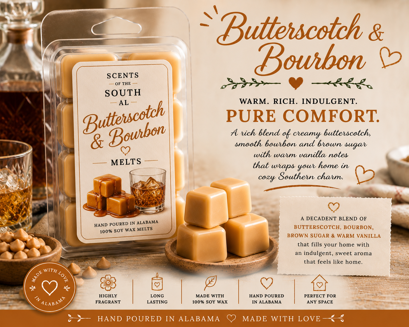 Butterscotch & Bourbon Wax Melts