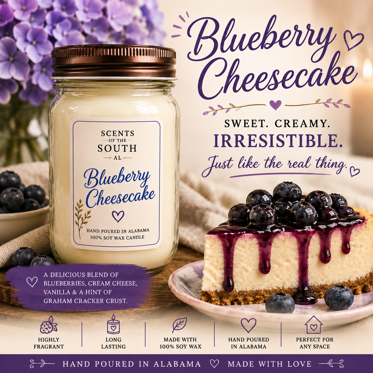 Blueberry Cheesecake Candle-“Brice”