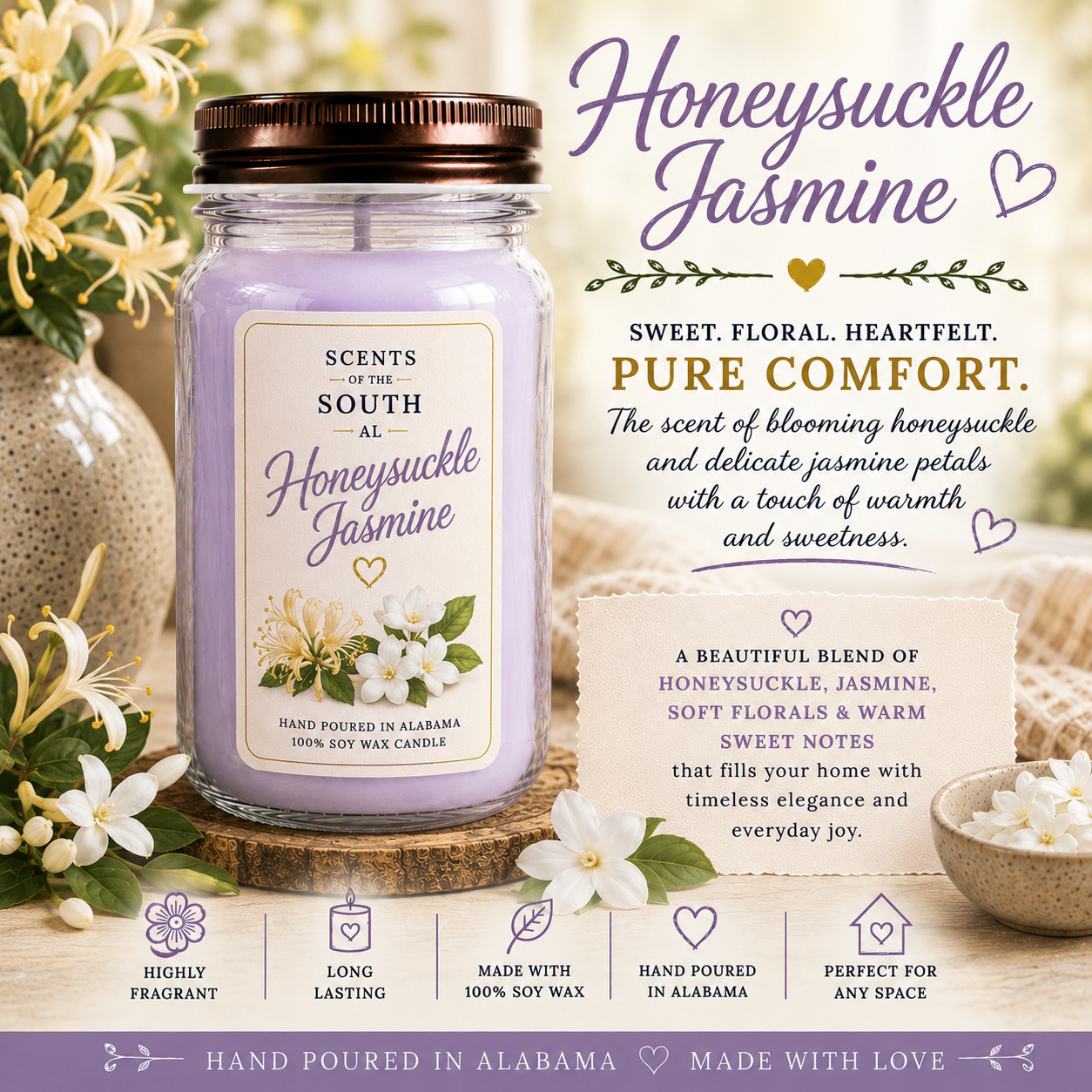 HoneySuckle Jasmine Candle