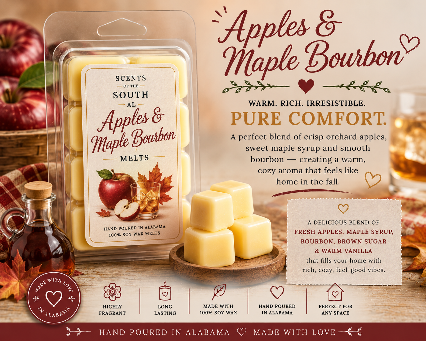 Apples & Maple Bourbon Wax Melts